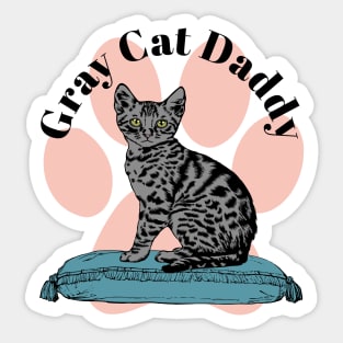 Gray Cat Daddy Paw Sticker